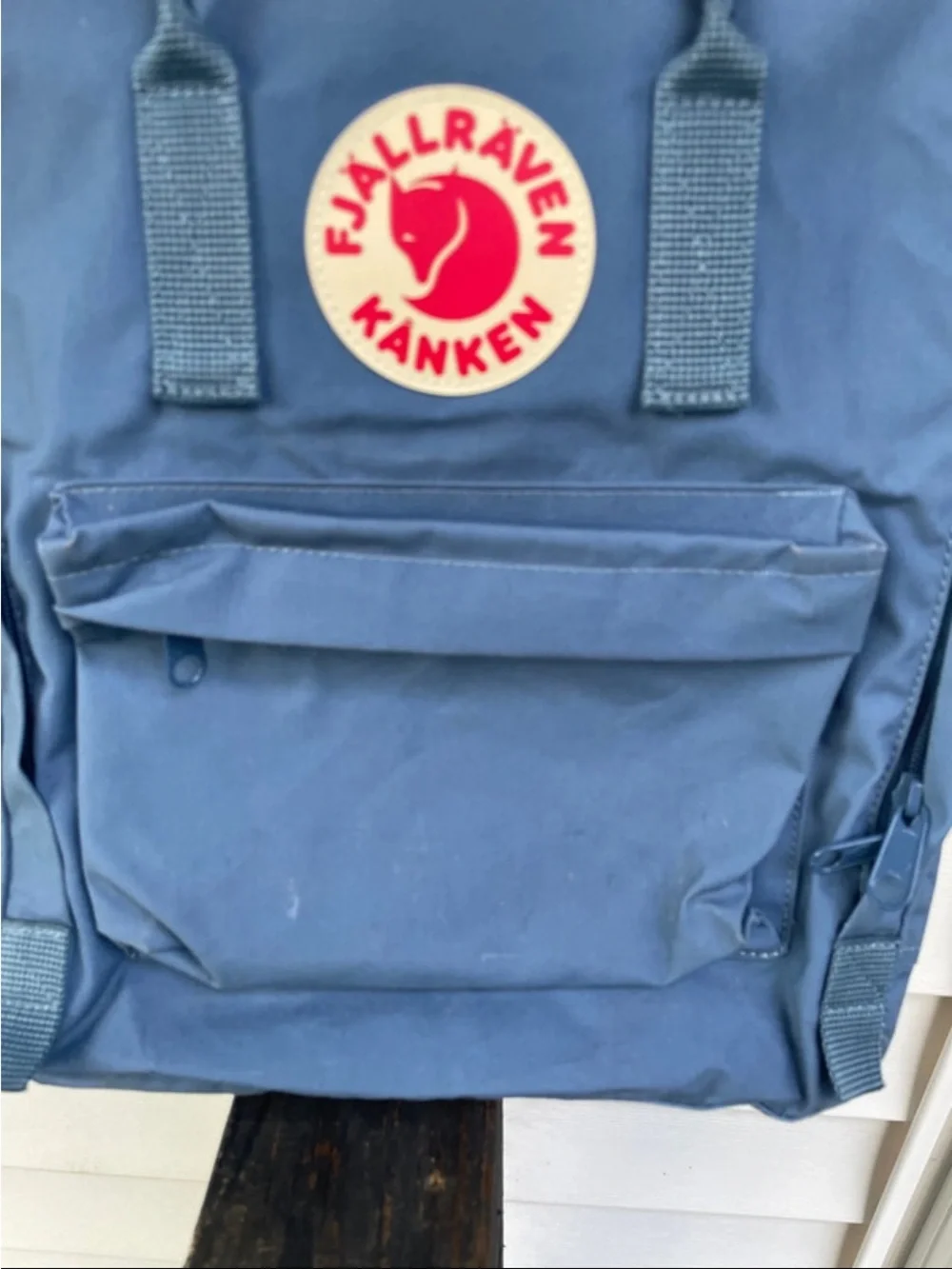 Fjallraven Kanken Backpack in Slate Blue with Red Logo